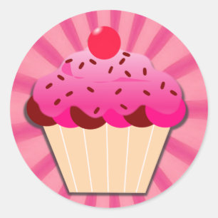 Pink Cupcake And Sprinkles Classic Round Sticker