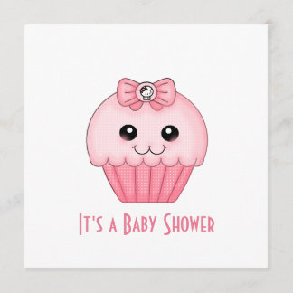 Pink Cupcake Baby Shower Invitation