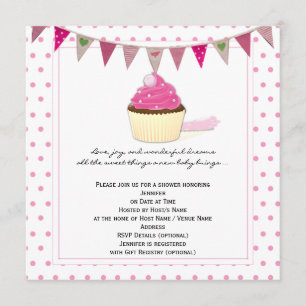 Pink Cupcake Baby Shower Invitation