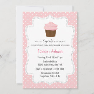 Pink Cupcake Baby Shower Invitation