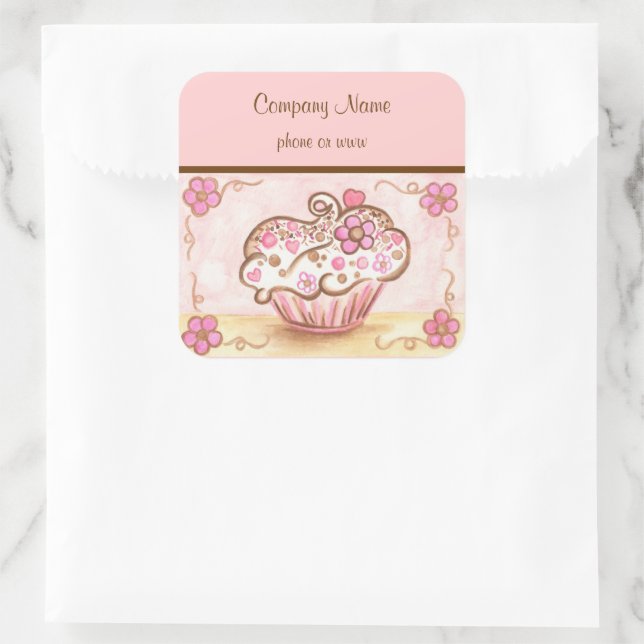 Pink Cupcake Bakery Business Stickers (Bag)