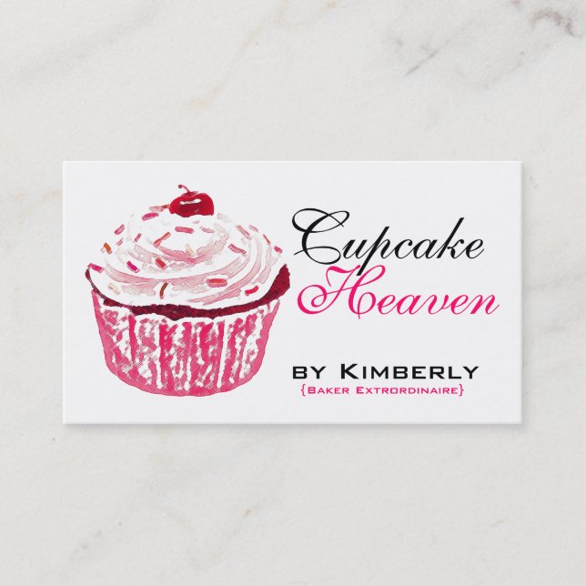 Pink Cupcake Baking Business Cards (Front)