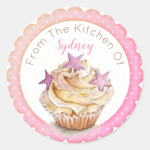 Pink Cupcake Baking  Classic Round Sticker