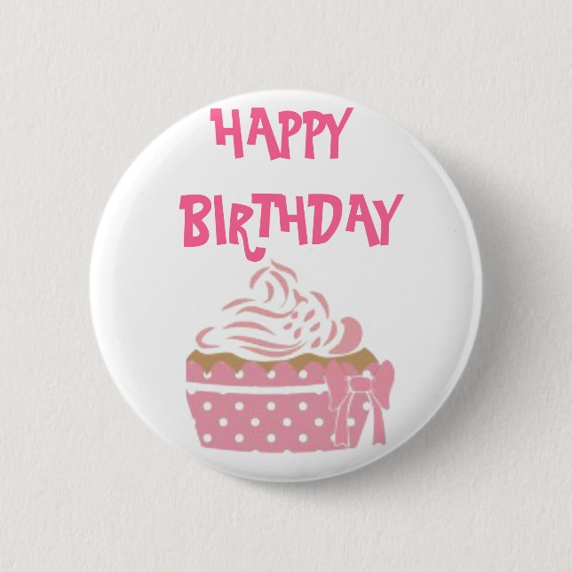Pink Cupcake Birthday Badge (Front)