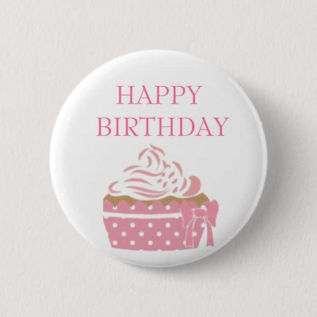 Pink Cupcake Birthday Badge (Front)