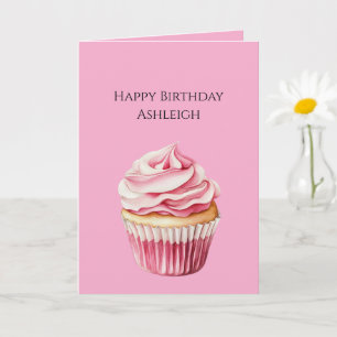 Pink Cupcake Birthday Card
