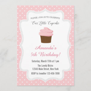 Pink Cupcake Birthday Invitation