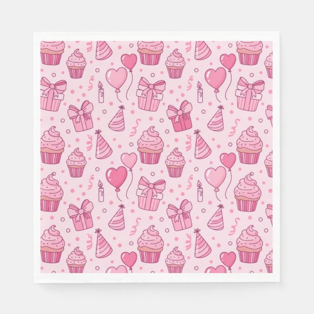 Pink Cupcake Birthday Napkins (Front)