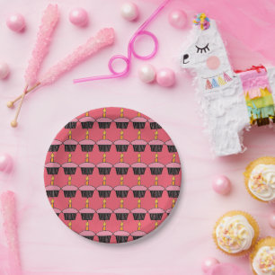 Pink Cupcake Birthday Party Paper Plates
