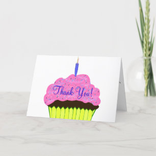 Pink Cupcake Birthday Thank You Cards