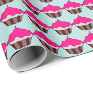 PINK CUPCAKE BIRTHDAY WRAPPING PAPER