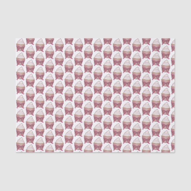 Pink Cupcake Bow Sprinkles Wedding Bridal Shower Tissue Paper (Front)