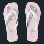 Pink Cupcake Bridal Party Gift Wedding Flip Flops<br><div class="desc">Flip-flops feature an original marker illustration of a vanilla cupcake topped with frosting,  sprinkles and a pink heart. Simply personalise with your name and date information for a unique wedding favour or bridesmaid gift!</div>