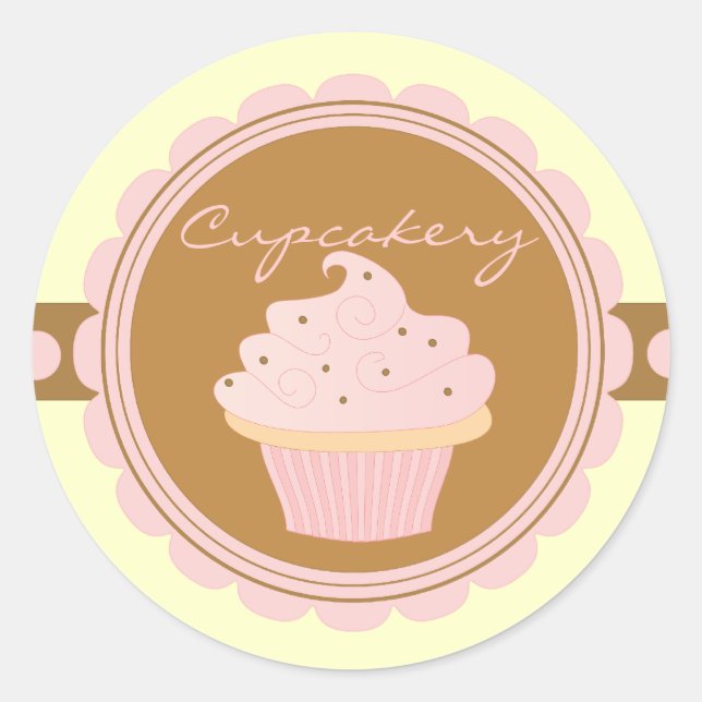 Pink Cupcake Classic Round Sticker (Front)
