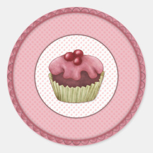 Pink Cupcake Classic Round Sticker