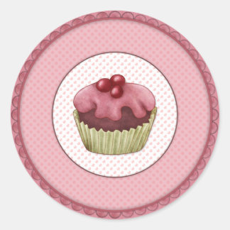 Pink Cupcake Classic Round Sticker