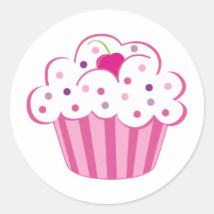 Pink Cupcake Classic Round Sticker