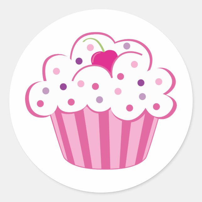 Pink Cupcake Classic Round Sticker (Front)