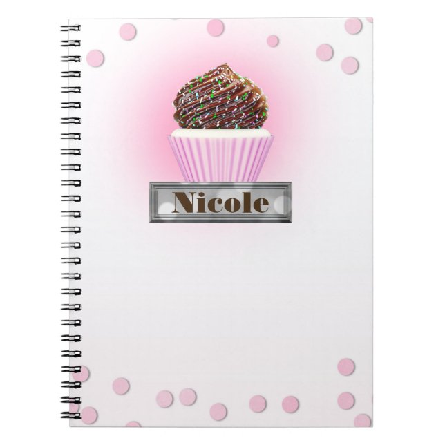 Pink Cupcake Confetti Bakery Personalised Journal (Front)