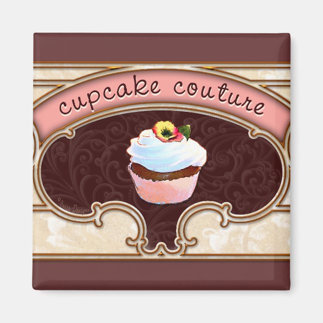 Pink Cupcake Couture Sign Logo Banner Magnet (Front)