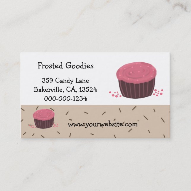 Pink Cupcake Design Business Card (Front)
