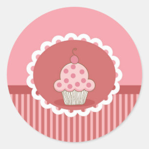 Pink Cupcake Design Classic Round Sticker