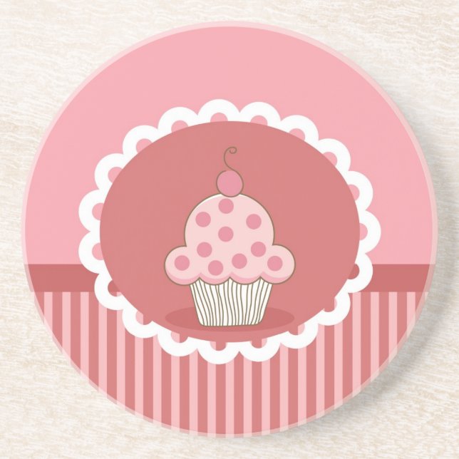 Pink Cupcake Design Coaster (Front)