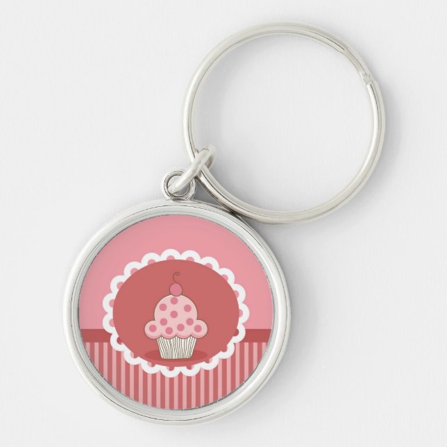 Pink Cupcake Design Key Ring (Front)