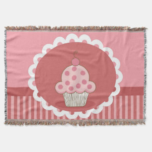 Pink Cupcake Design Throw Blanket