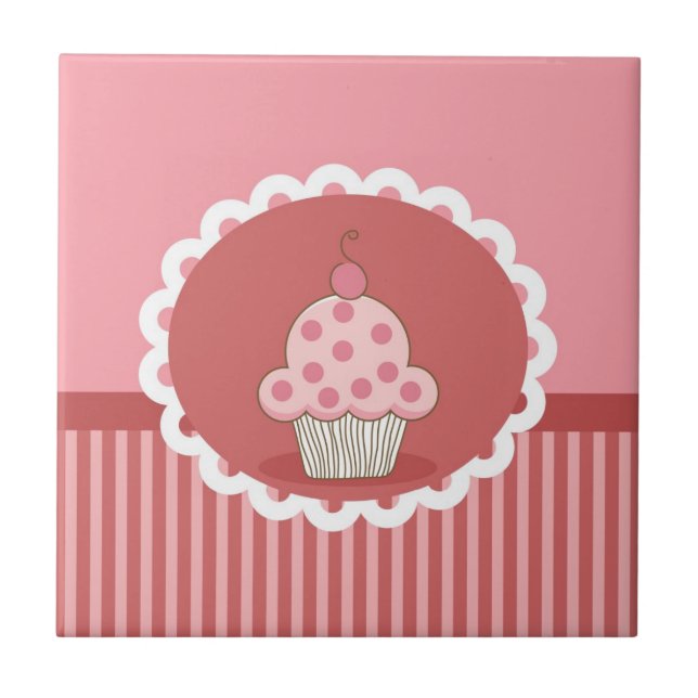 Pink Cupcake Design Tile (Front)