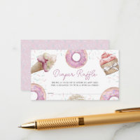 Pink Cupcake & Doughnut Baby Diaper Raffle Ticket