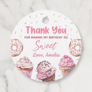 Pink Cupcake & Doughnut Birthday Favour Tags
