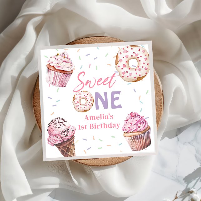 Pink Cupcake & Doughnut Birthday  Paper Napkin (Creator Uploaded)