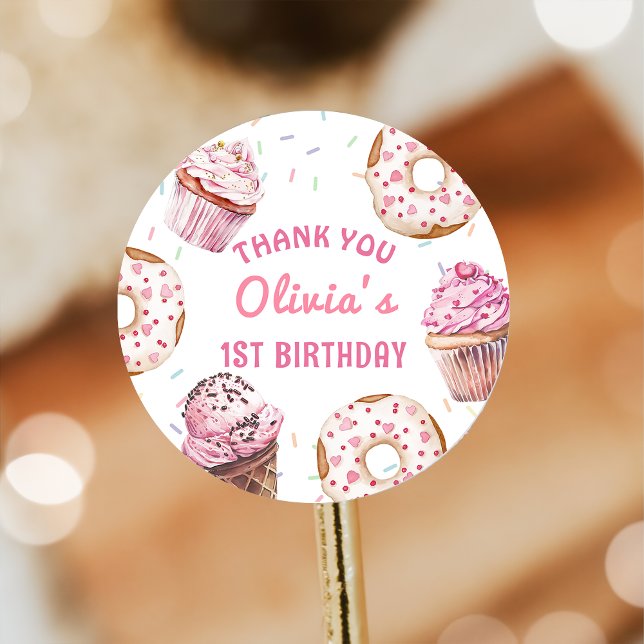 Pink Cupcake Doughnut Birthday Sticker (Creator Uploaded)