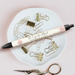 Pink Cupcake Glitter Drips Pastry Chef Bakery Gold Black Ink Pen