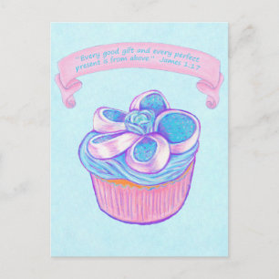 Pink Cupcake~Good Gift Scripture Postcard