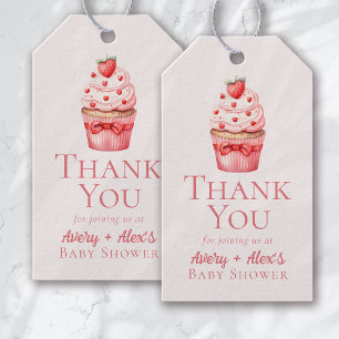 Pink Cupcake Hearts Baby Shower Thank You Gift Tags