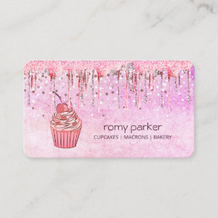 Pink Cupcake Home Bakery Pastry Dripping Business Card
