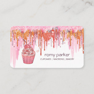 Pink Cupcake Home Bakery Pastry Dripping Business Card