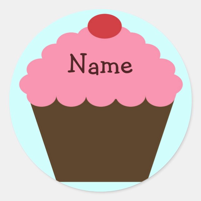 Pink Cupcake Love Personalised Sticker (Front)