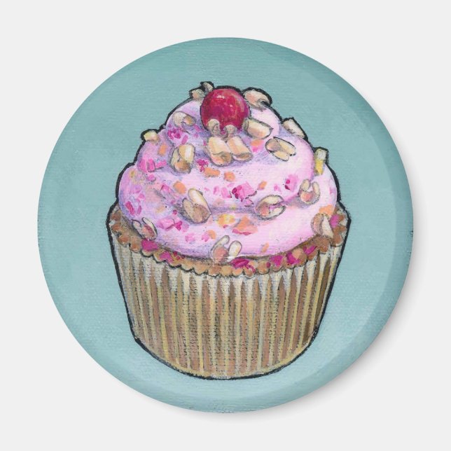 Pink cupcake magnet (Front)