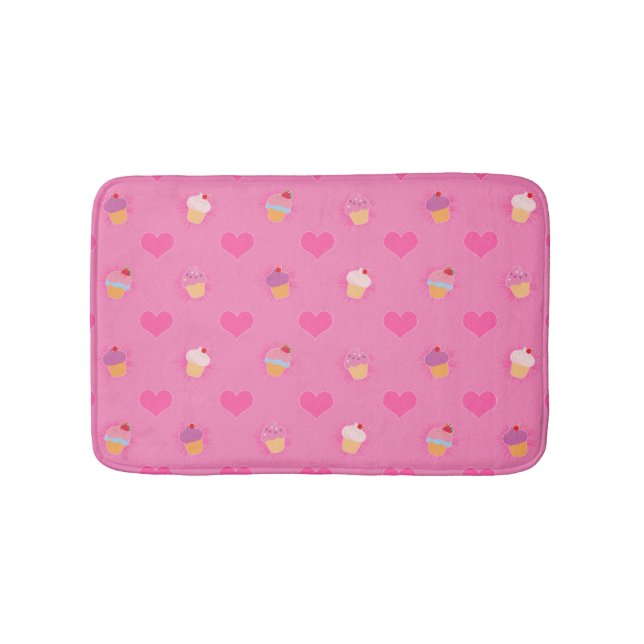 Pink Cupcake Pattern Bath Mat (Front)