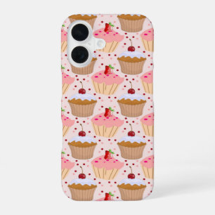 Pink Cupcake Pattern iPhone 16 Case