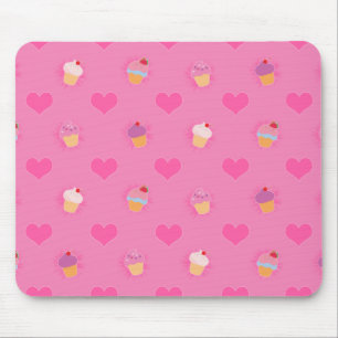 Pink Cupcake Pattern Mouse Mat