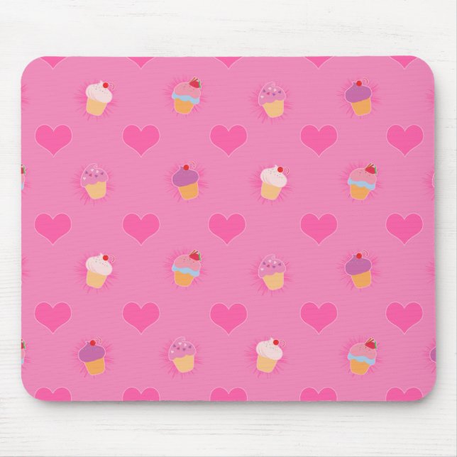Pink Cupcake Pattern Mouse Mat (Front)
