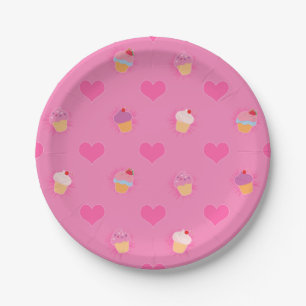 Pink Cupcake Pattern Paper Plate