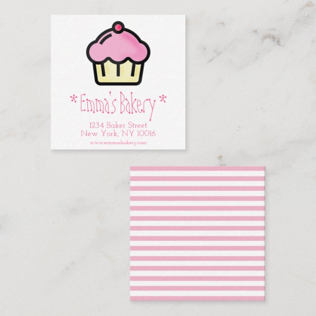 Pink Cupcake - Personalised Bakery Business Cards (Front/Back)