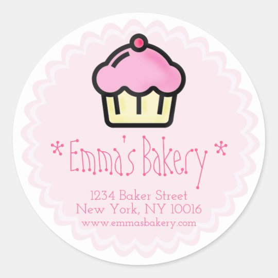 Pink Cupcake - Personalised Bakery Stickers
