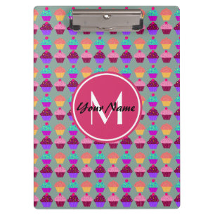 Pink Cupcake Personalised Name, Custom Monogram Clipboard