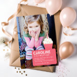 Pink Cupcake Photo First Birthday Invitation<br><div class="desc">A sweet treat with brightly coloured sprinkles accents this kids birthday invitation.</div>